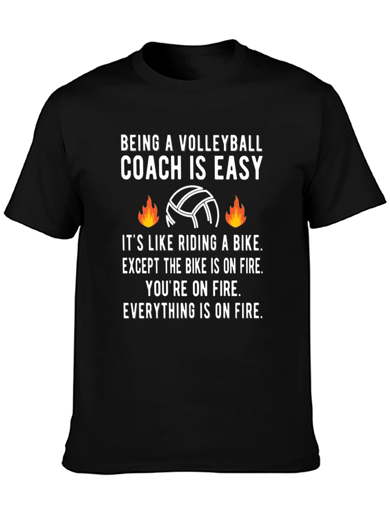 Volleyball Coach On Fire Graphic Tee