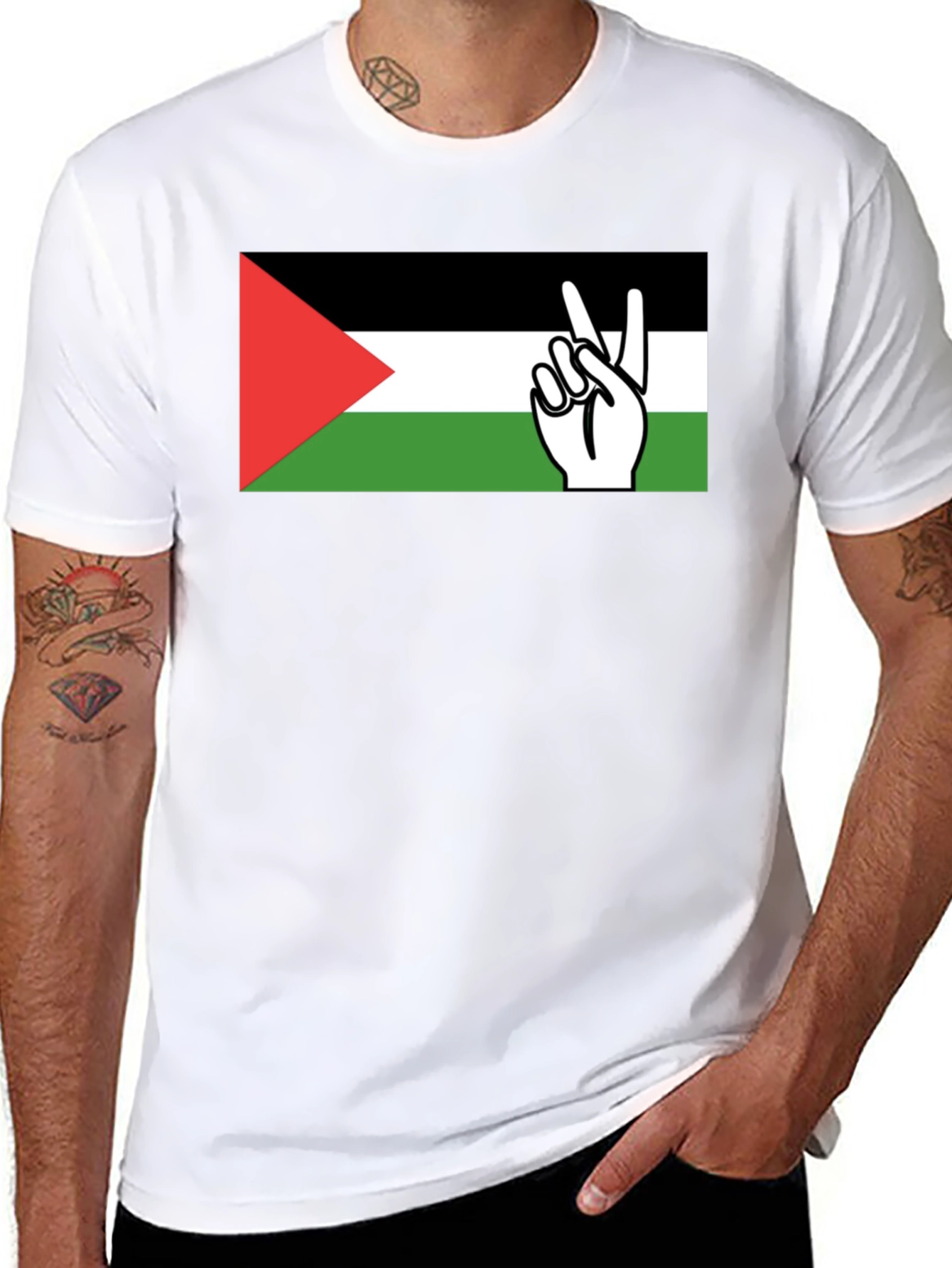 Palestine Flag Peace Sign T-Shirt