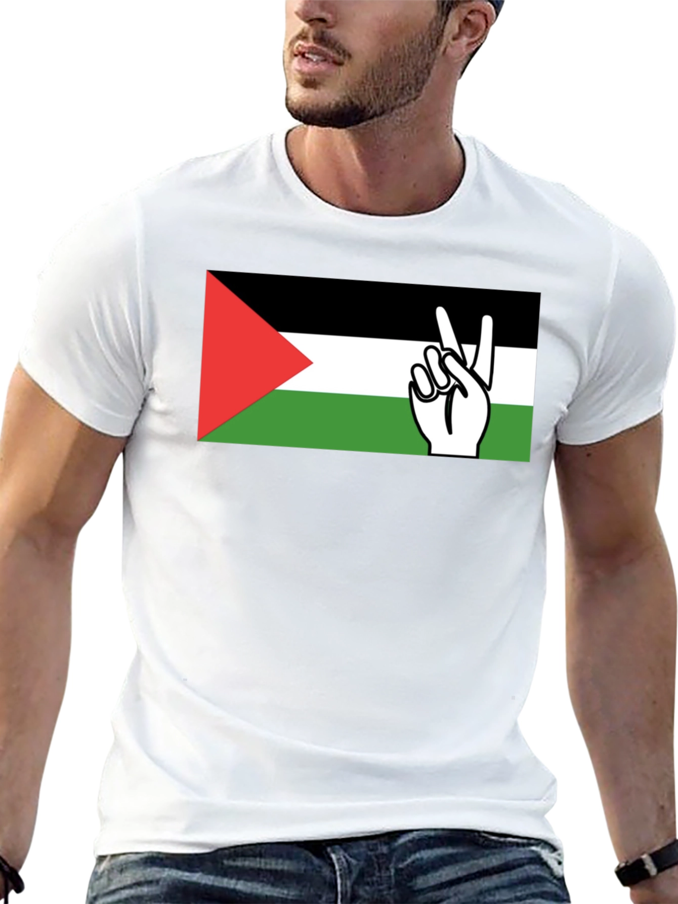 Palestine Flag Peace Sign T-Shirt