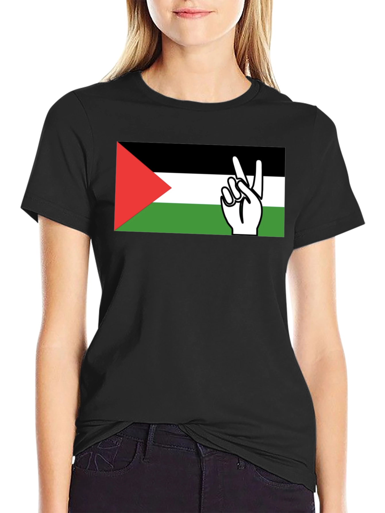 Palestine Flag Peace Sign T-Shirt