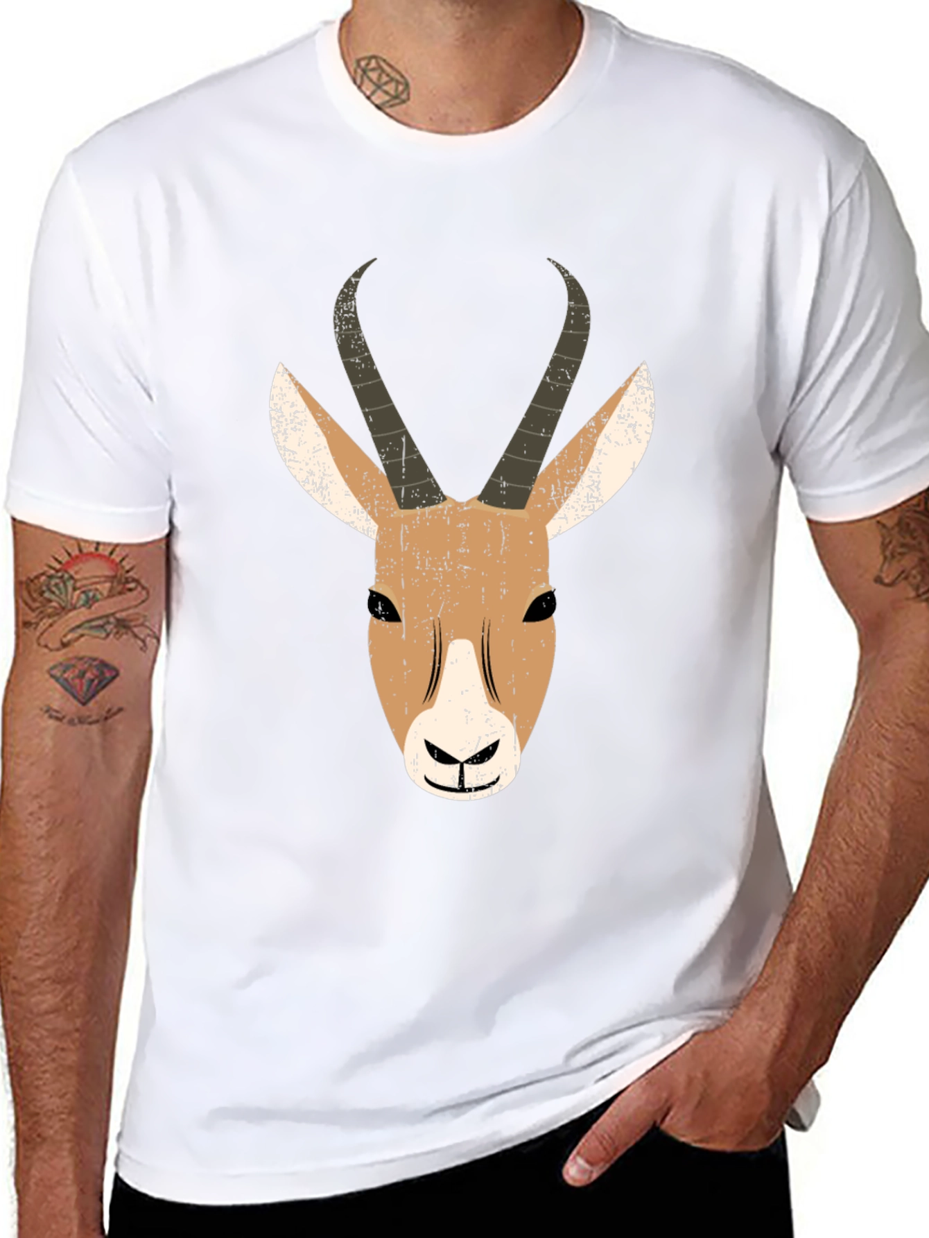 Antelope Graphic Print Black T-Shirt