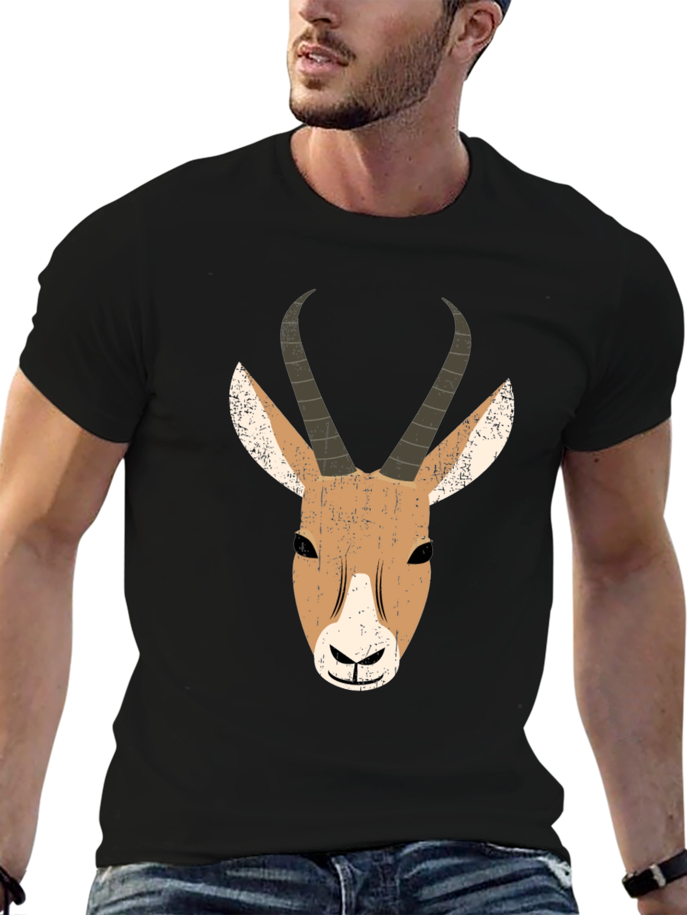 Antelope Graphic Print Black T-Shirt