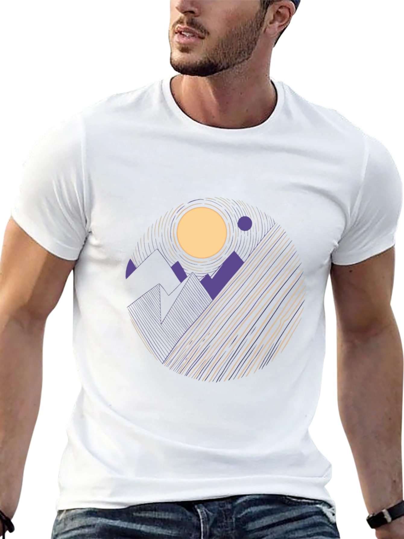 Geometric Mountainscape Tee - Abstract Graphic T-Shirt
