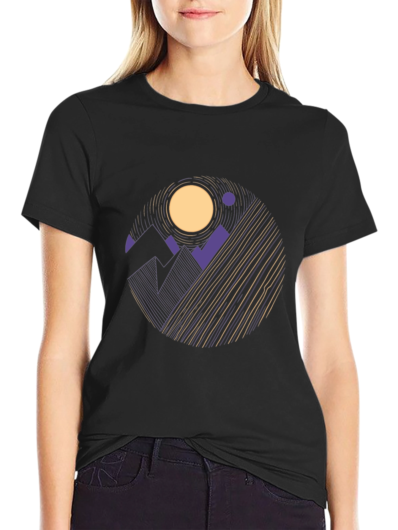 Geometric Mountainscape Tee - Abstract Graphic T-Shirt