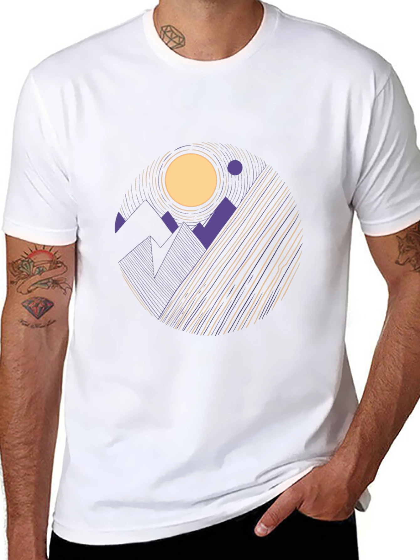 Geometric Mountainscape Tee - Abstract Graphic T-Shirt