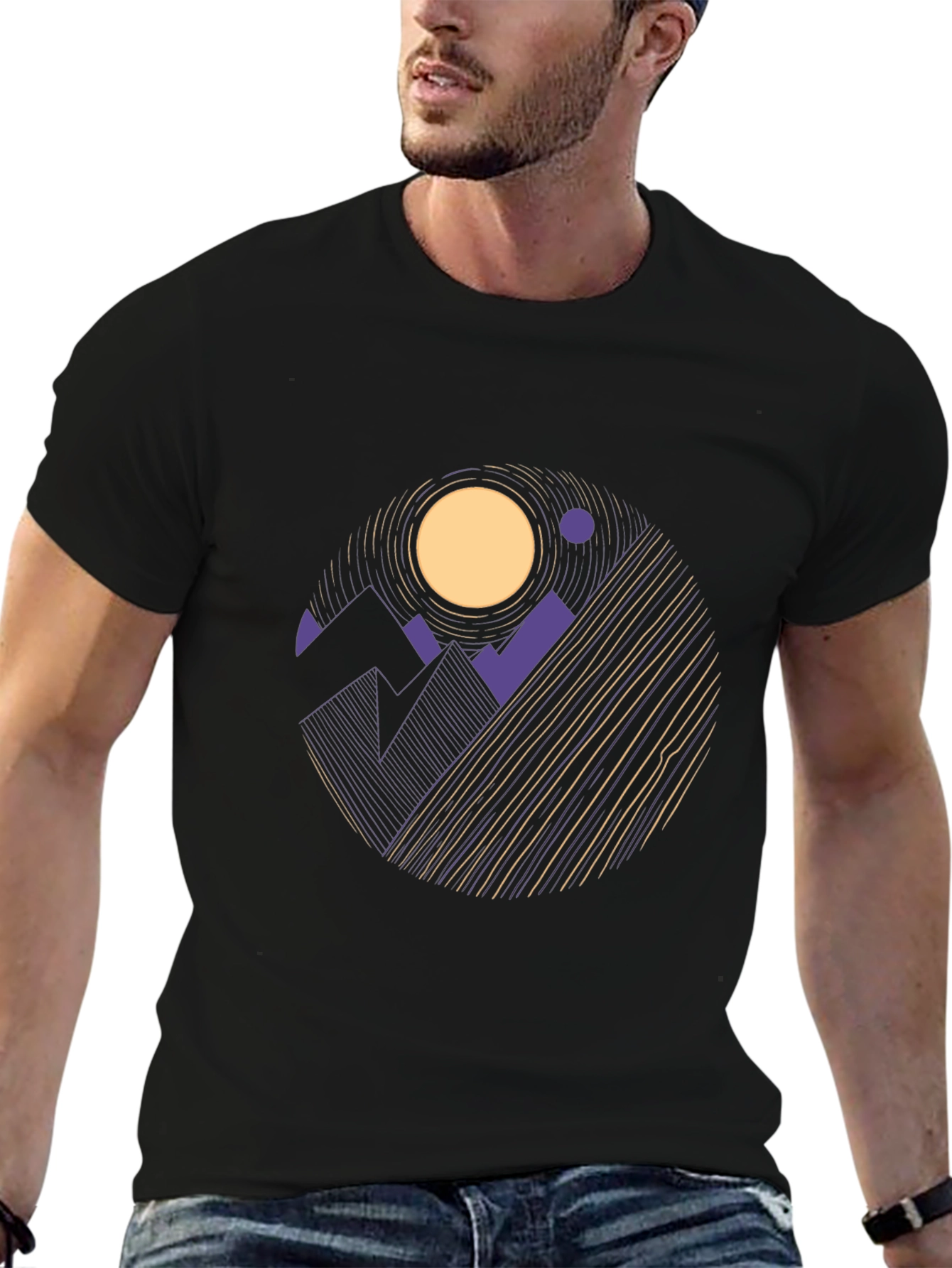Geometric Mountainscape Tee - Abstract Graphic T-Shirt