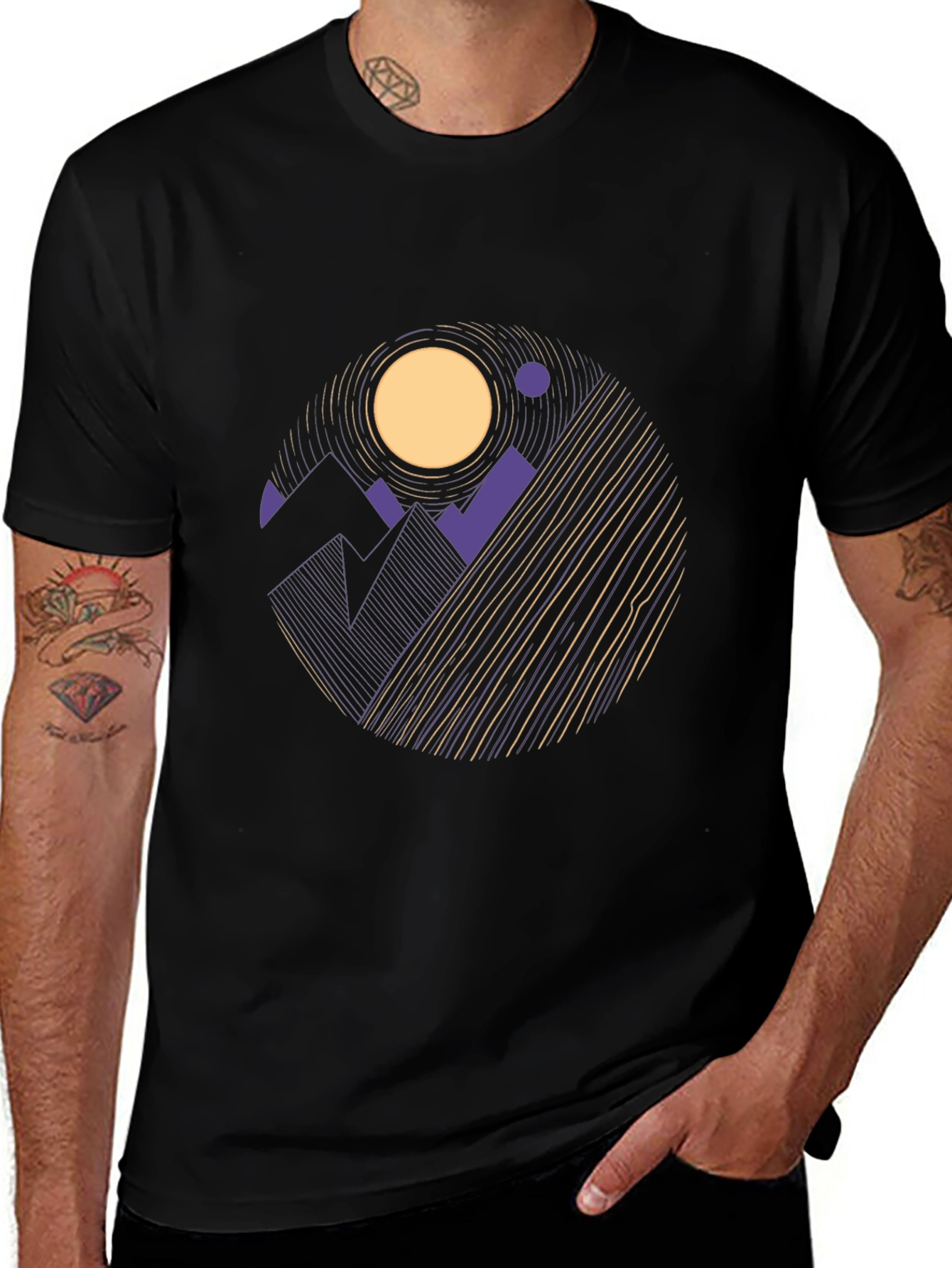 Geometric Mountainscape Tee - Abstract Graphic T-Shirt