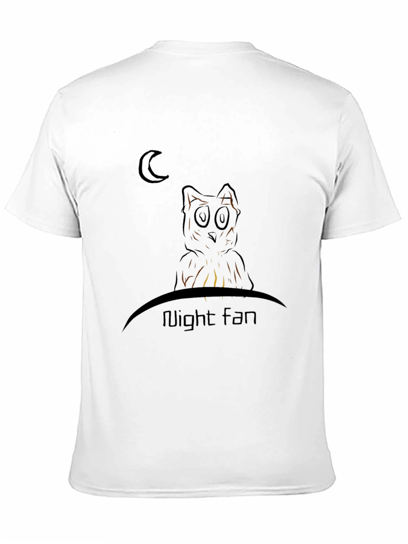 Night Fan T-Shirt - Owl and Moon Design