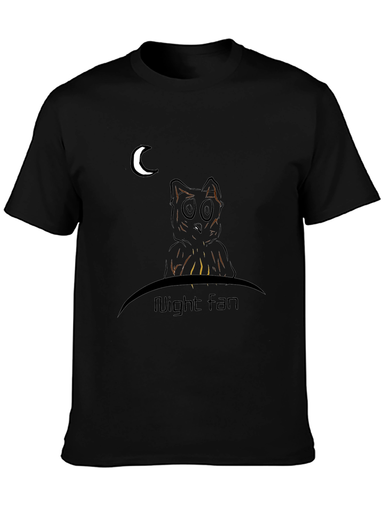 Night Fan T-Shirt - Owl and Moon Design