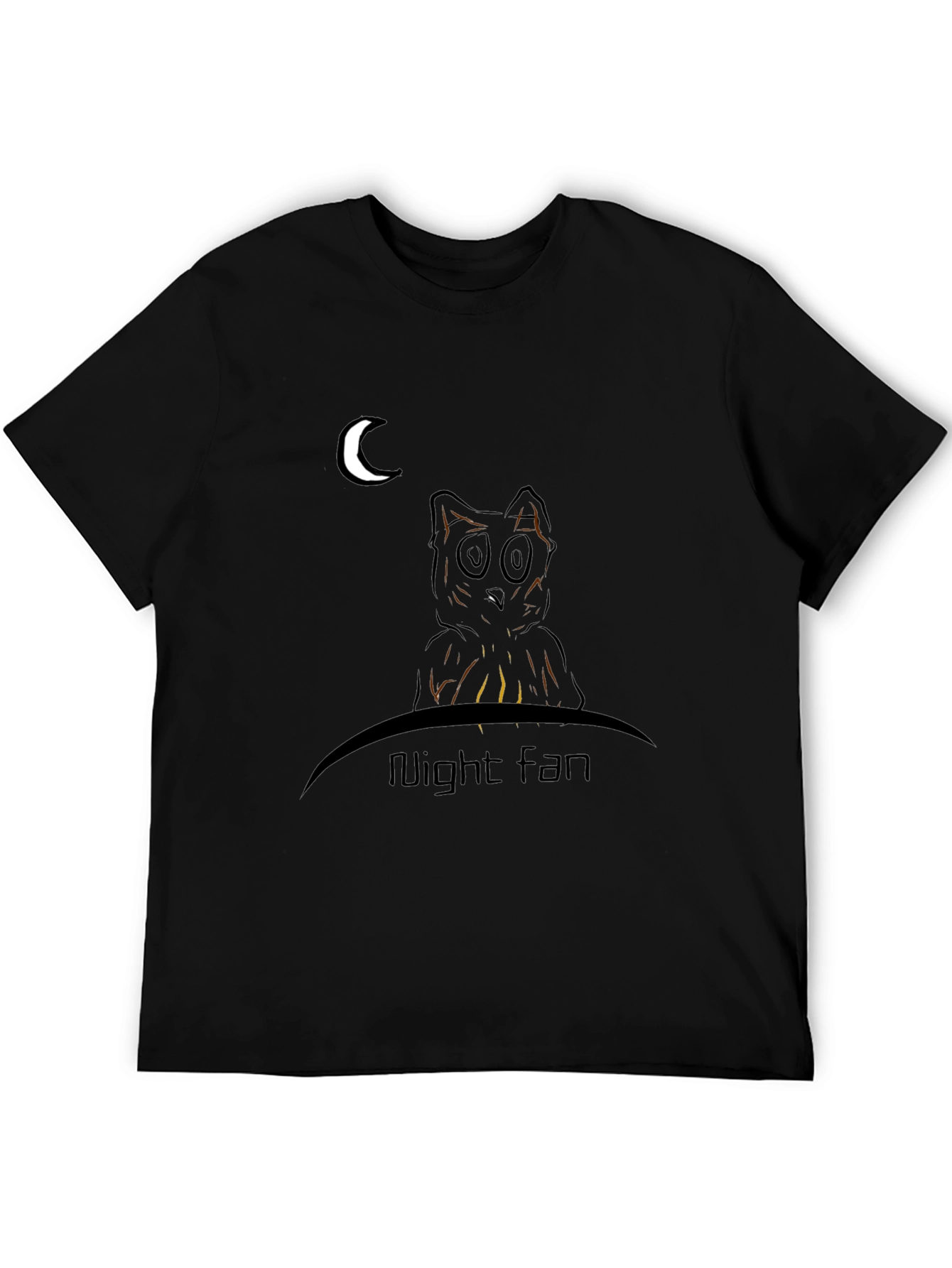 Night Fan T-Shirt - Owl and Moon Design