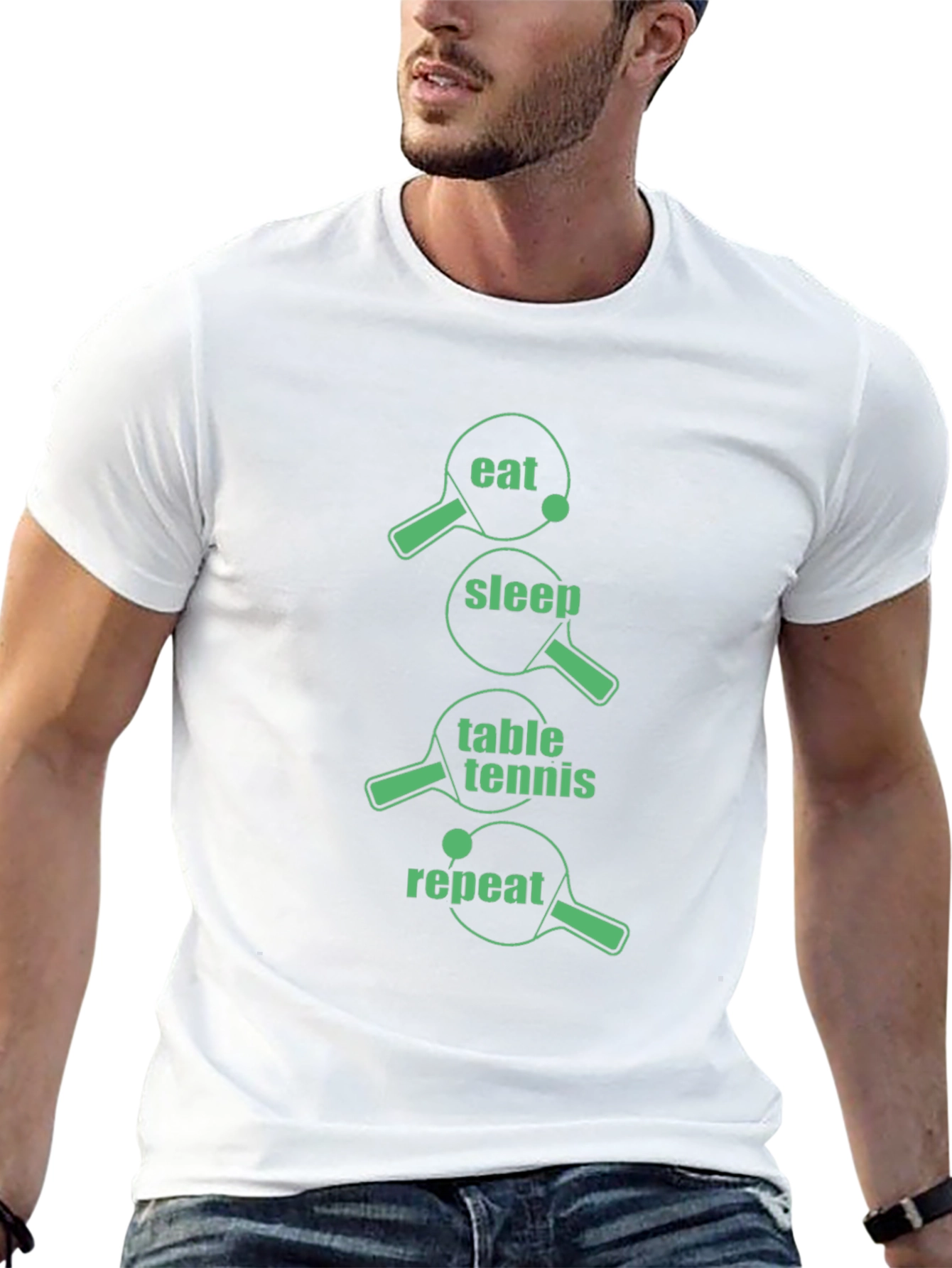Eat Sleep Table Tennis Repeat Black T-Shirt