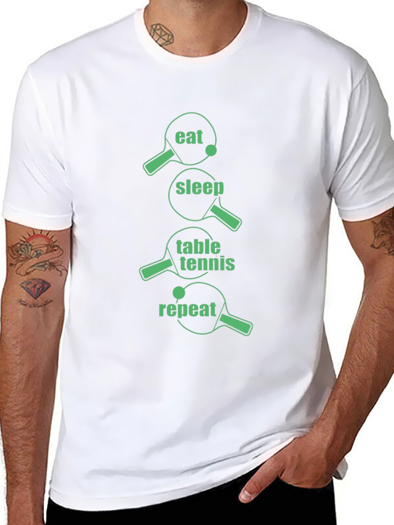 Eat Sleep Table Tennis Repeat Black T-Shirt