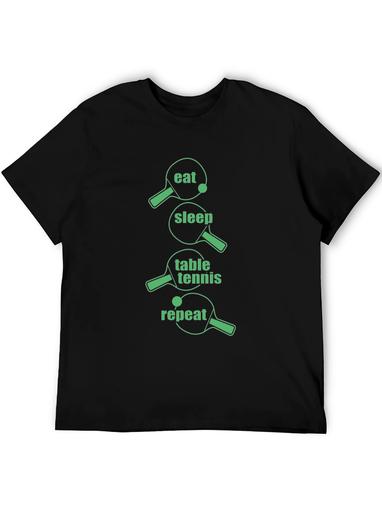 Eat Sleep Table Tennis Repeat Black T-Shirt