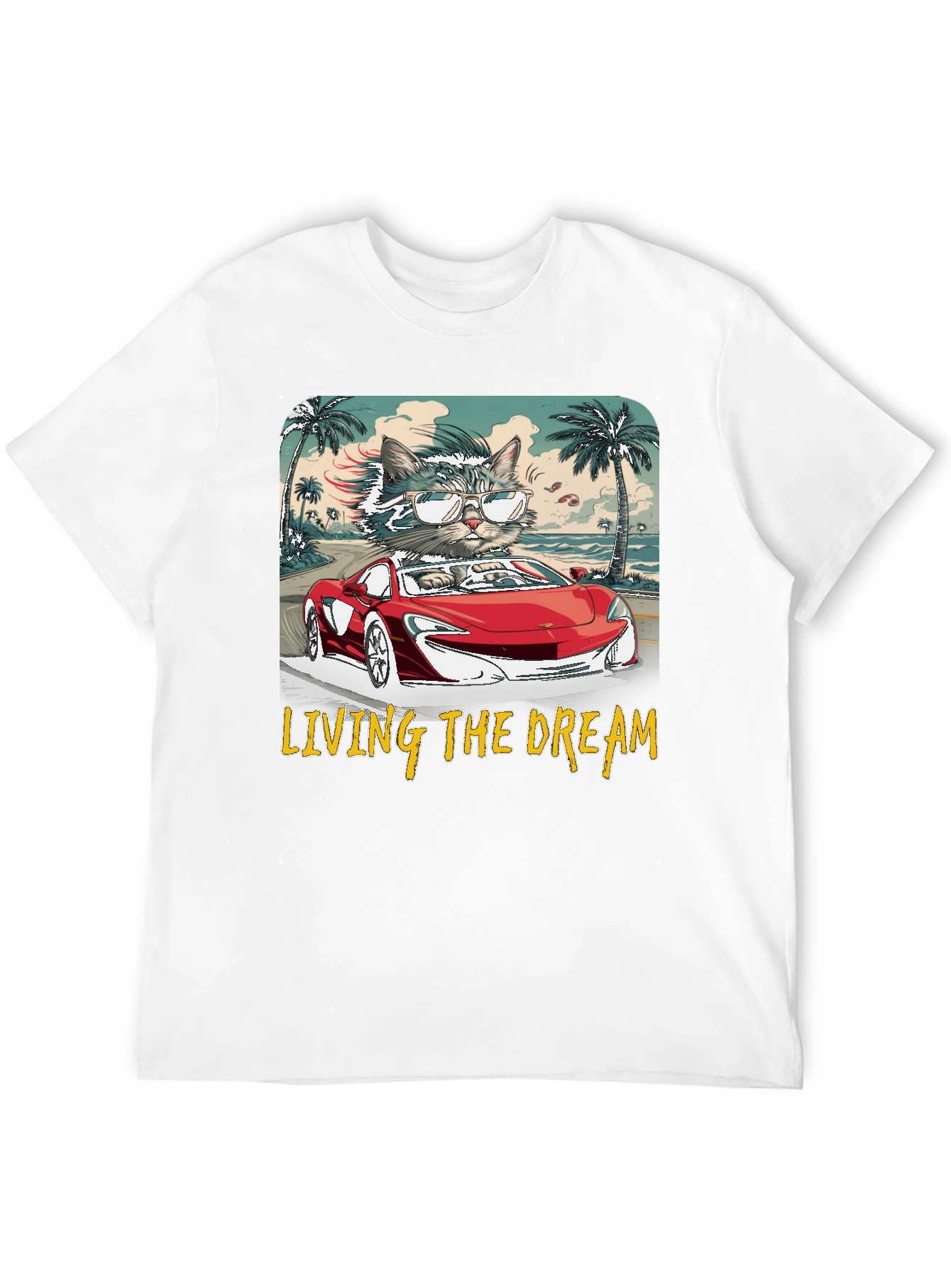 Living the Dream Cat Driving T-Shirt