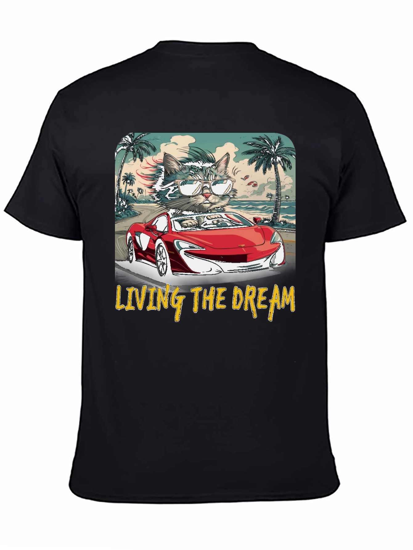 Living the Dream Cat Driving T-Shirt
