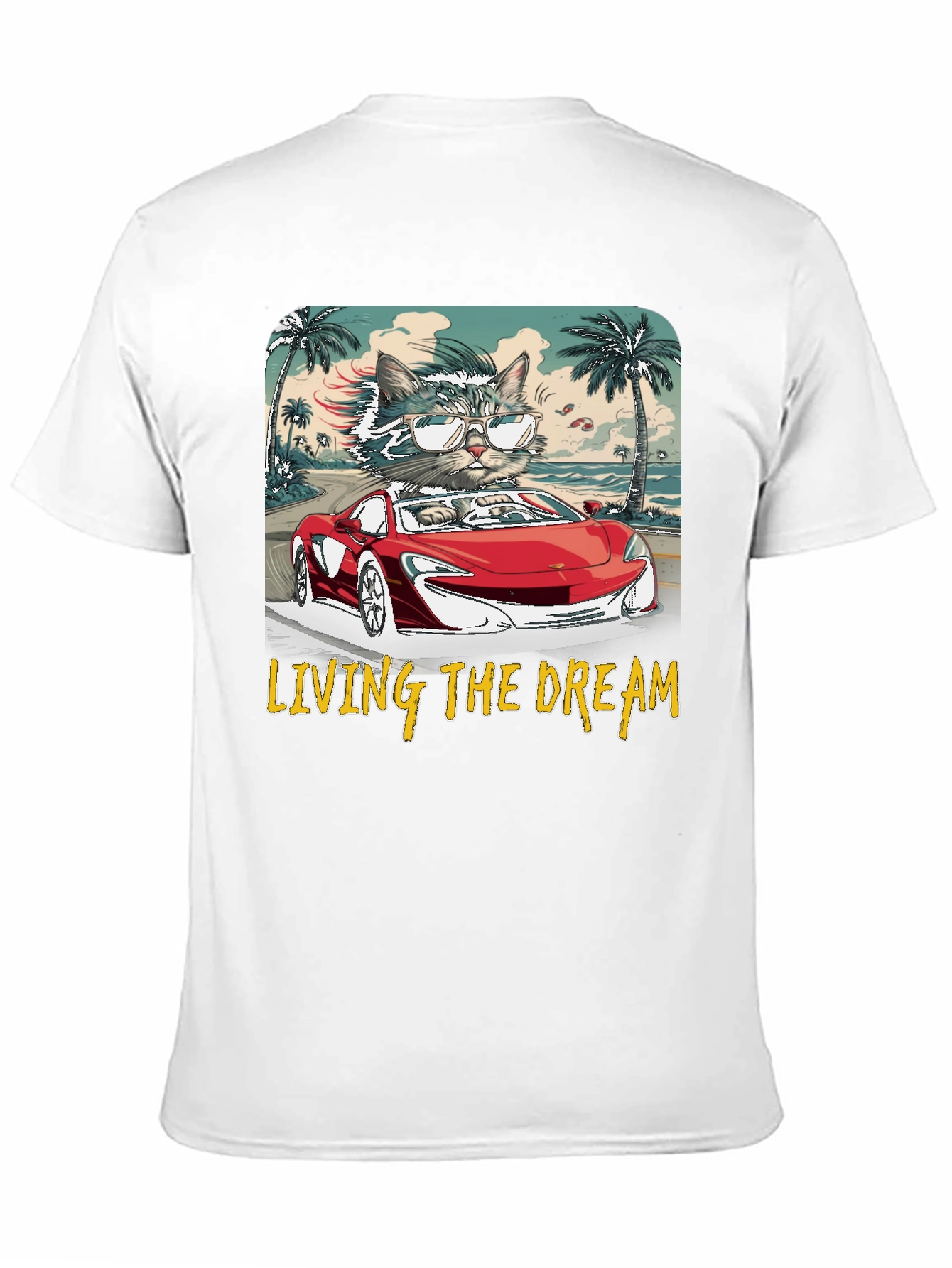 Living the Dream Cat Driving T-Shirt
