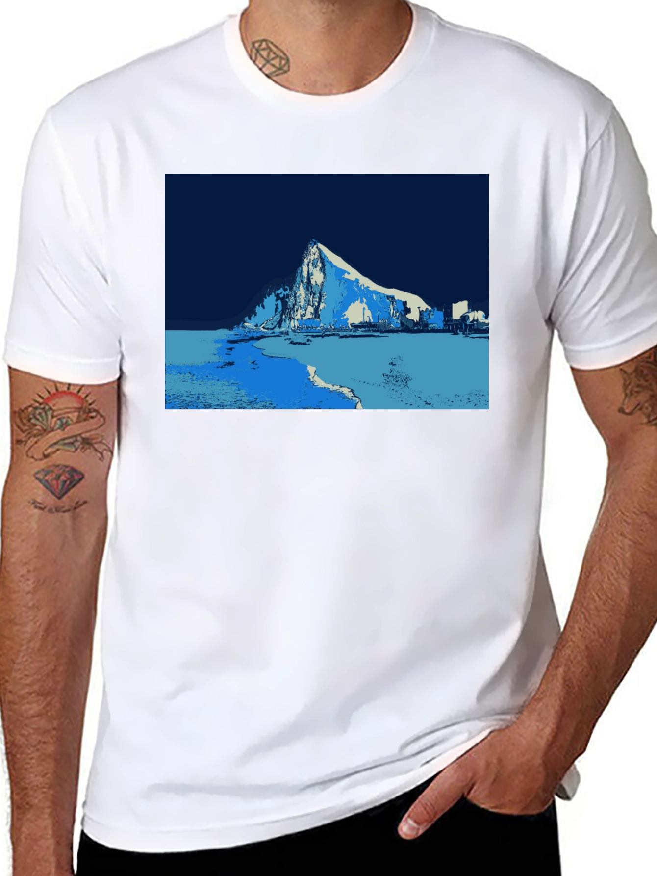 Stylized Mountain Graphic Tee - Black