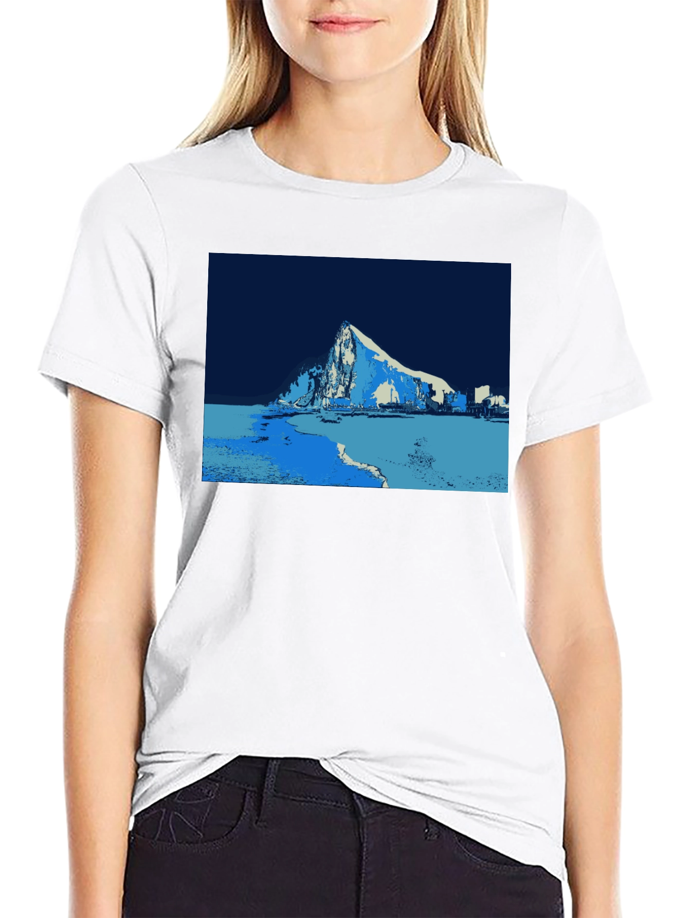 Stylized Mountain Graphic Tee - Black