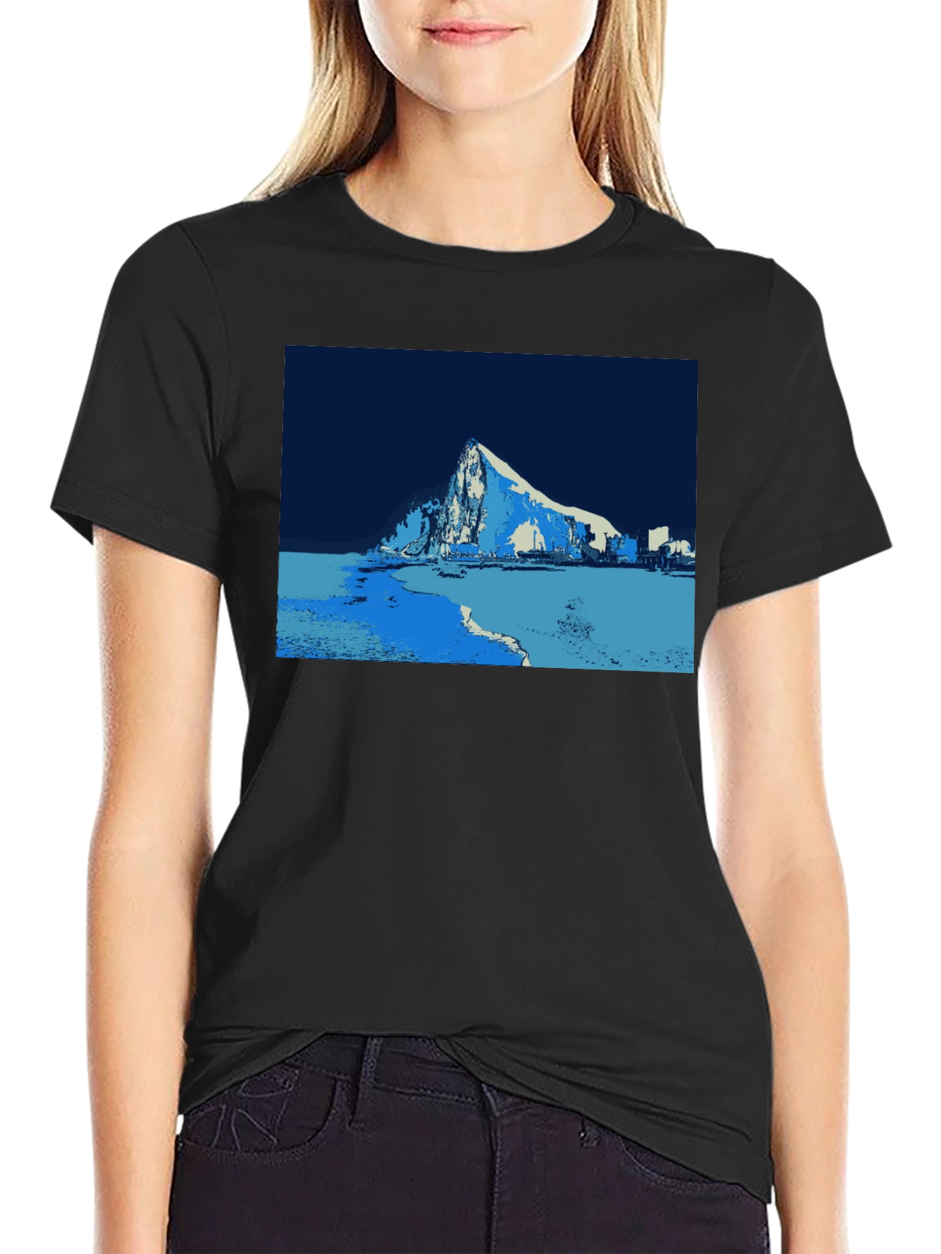 Stylized Mountain Graphic Tee - Black