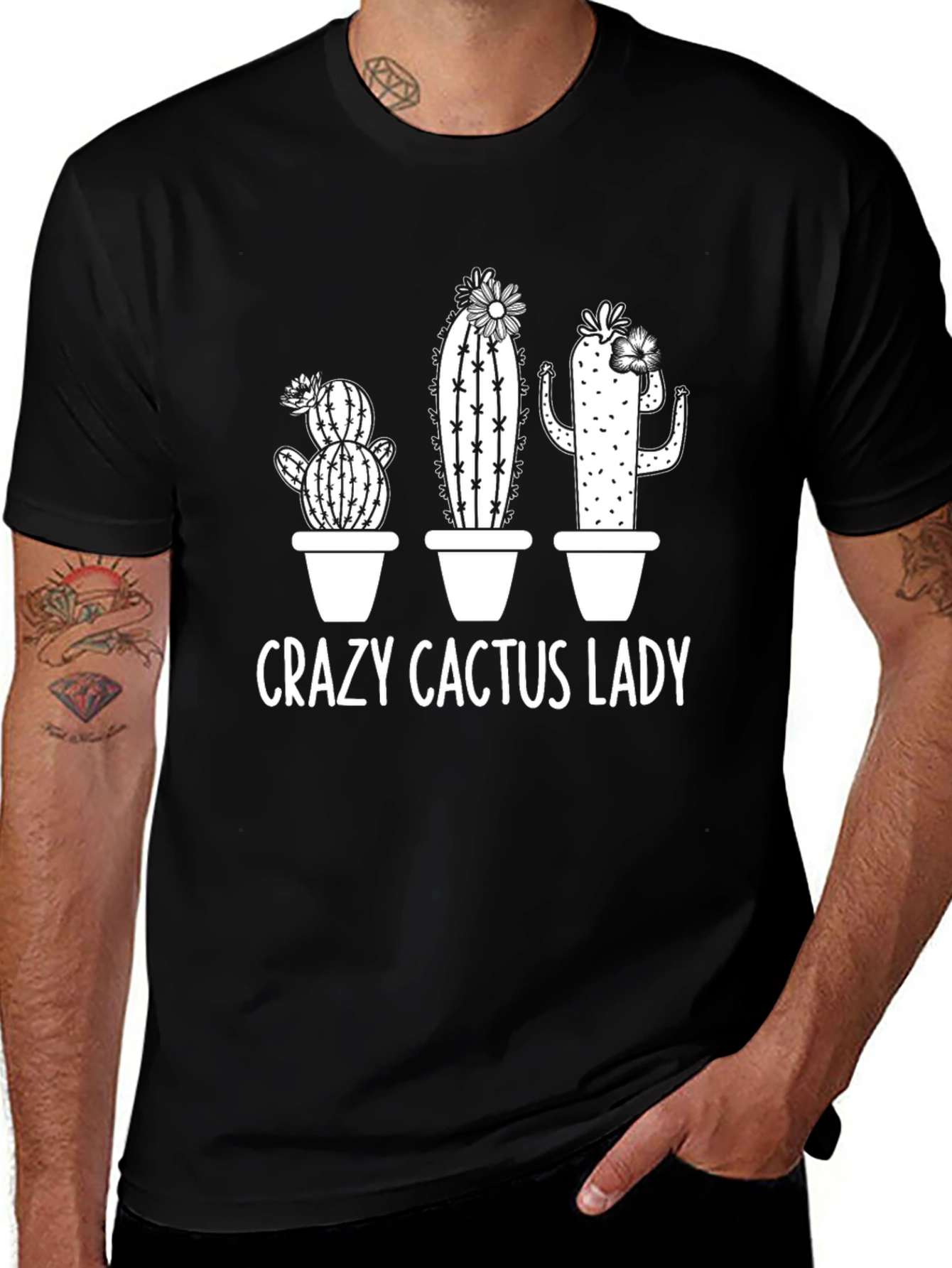 Crazy Cactus Lady T-Shirt - Black