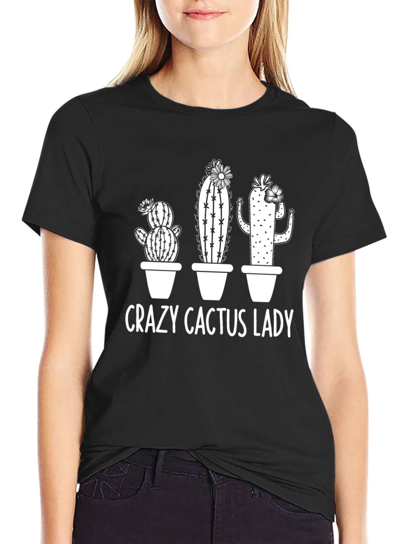 Crazy Cactus Lady T-Shirt - Black