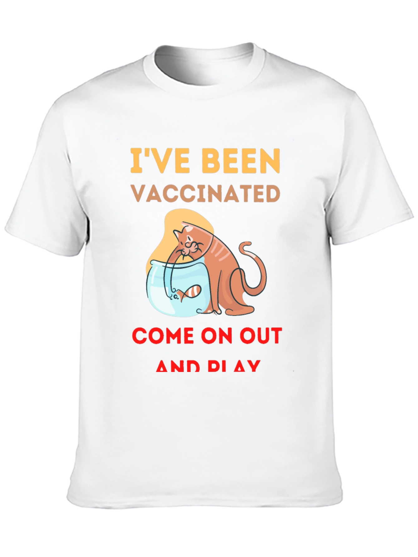 Vaccinated Cat & Fish T-Shirt - Playful Design