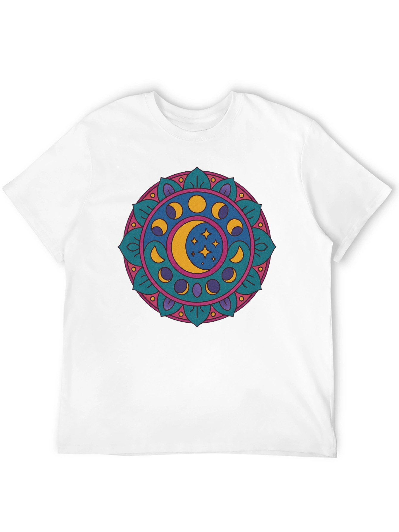 Moon Phases Mandala Graphic T-Shirt - Black