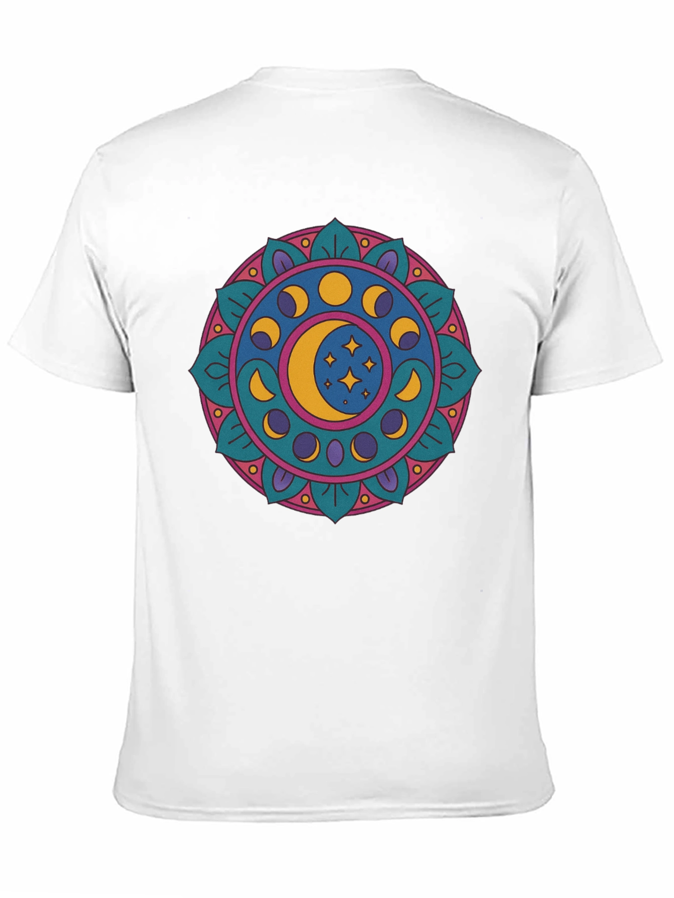 Moon Phases Mandala Graphic T-Shirt - Black