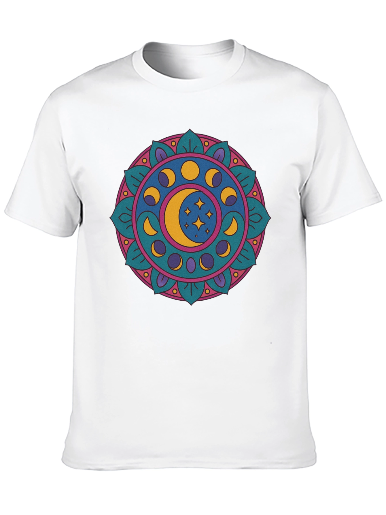 Moon Phases Mandala Graphic T-Shirt - Black