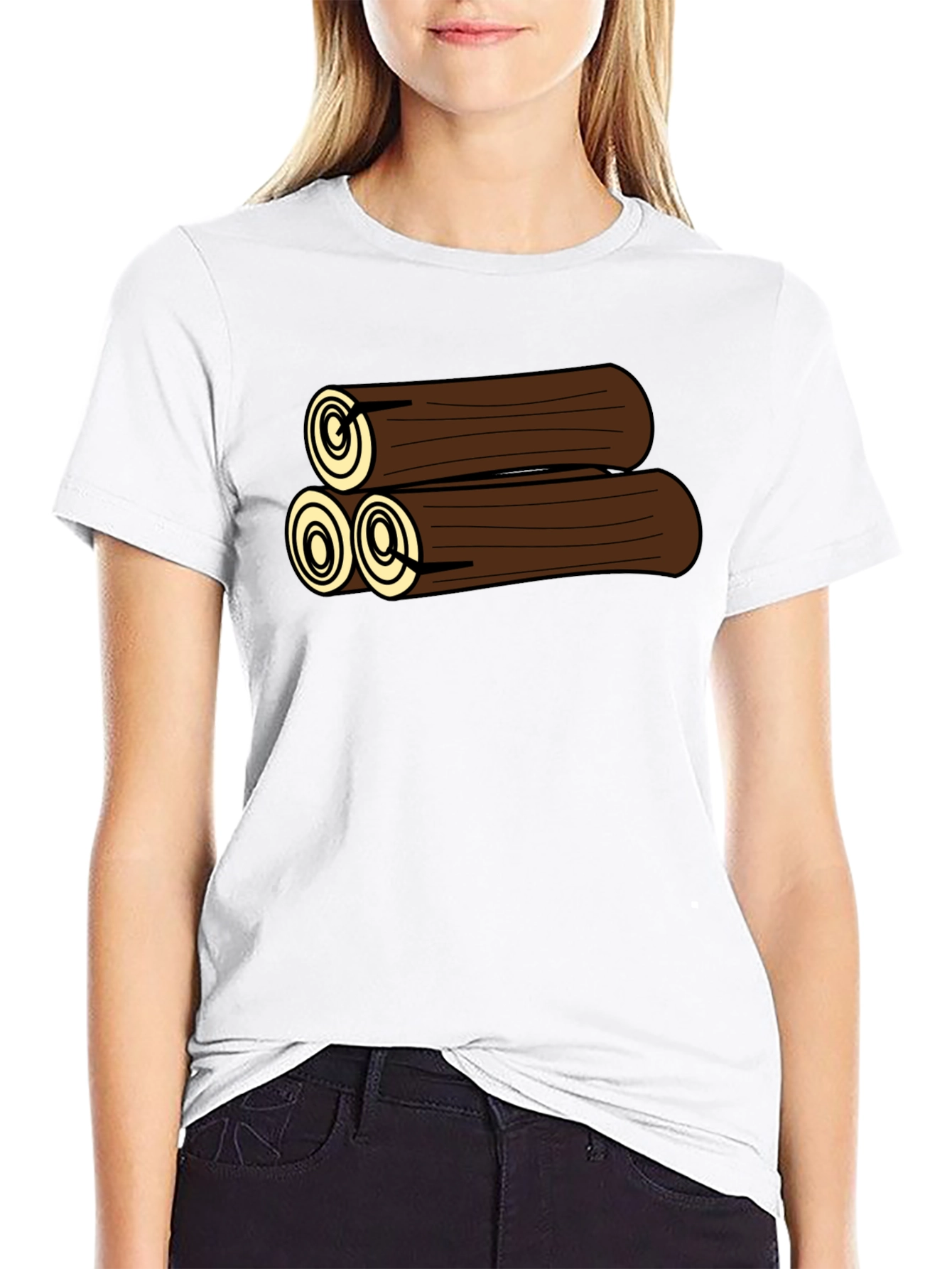 Cartoon Log Pile Graphic Tee - Black