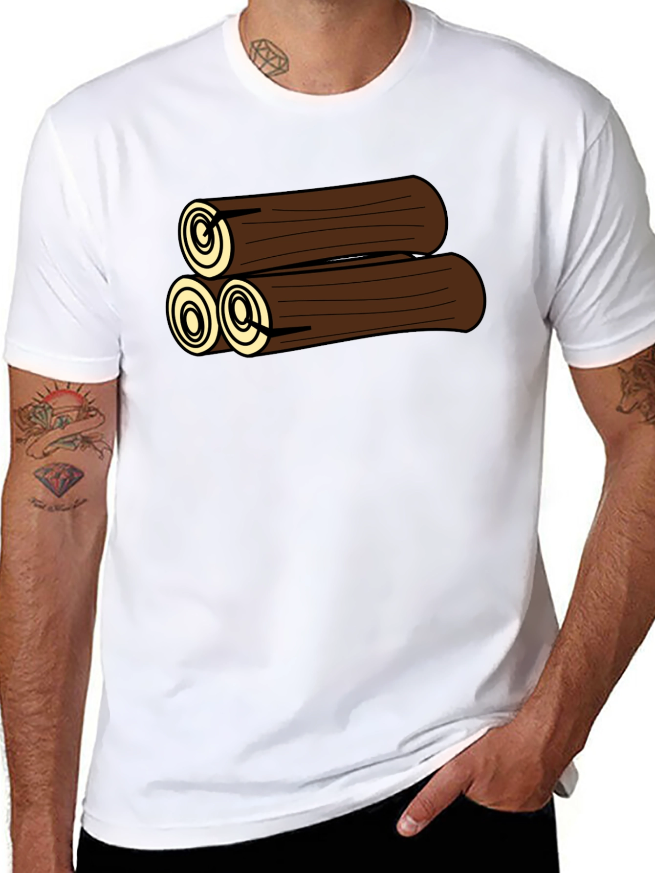 Cartoon Log Pile Graphic Tee - Black