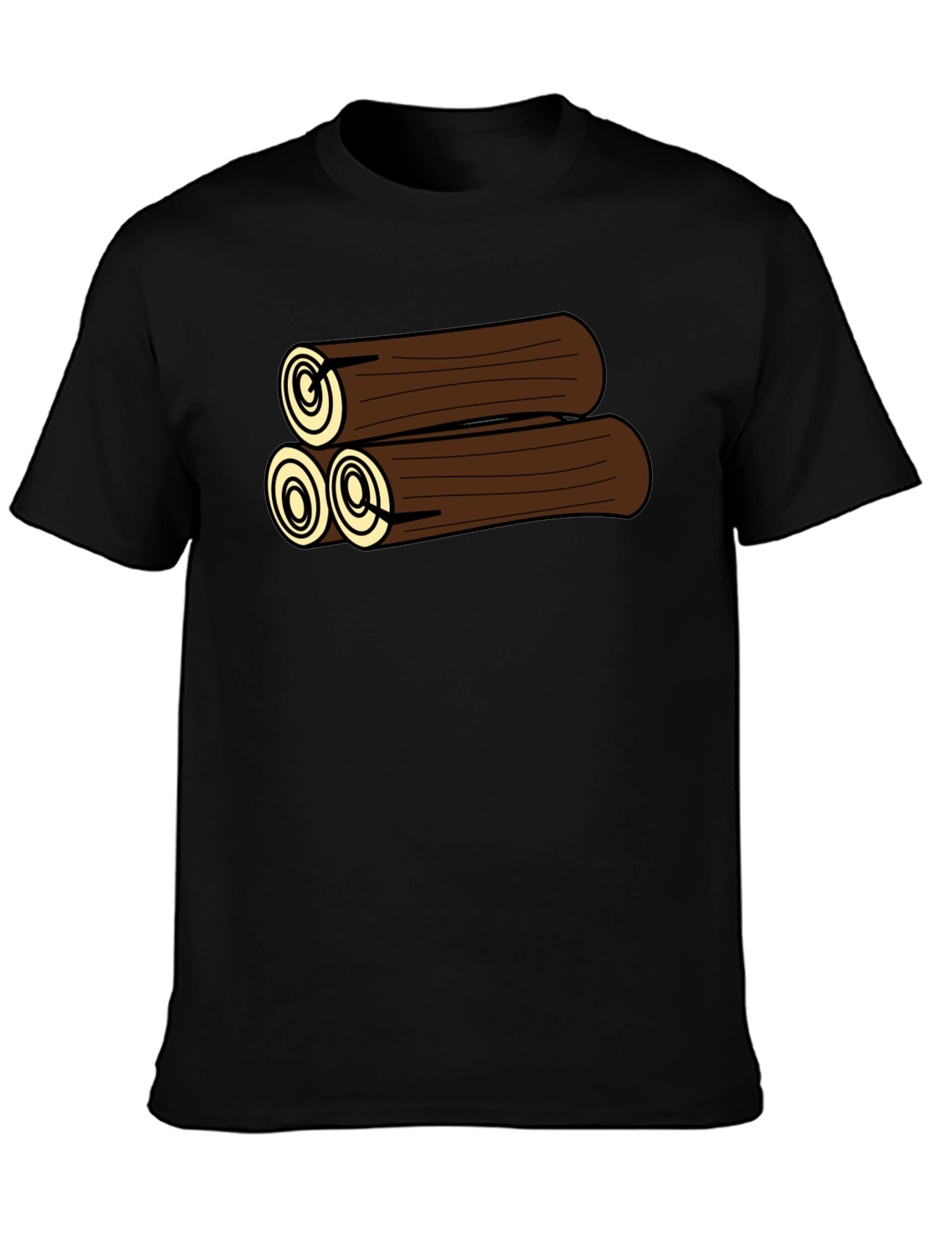 Cartoon Log Pile Graphic Tee - Black