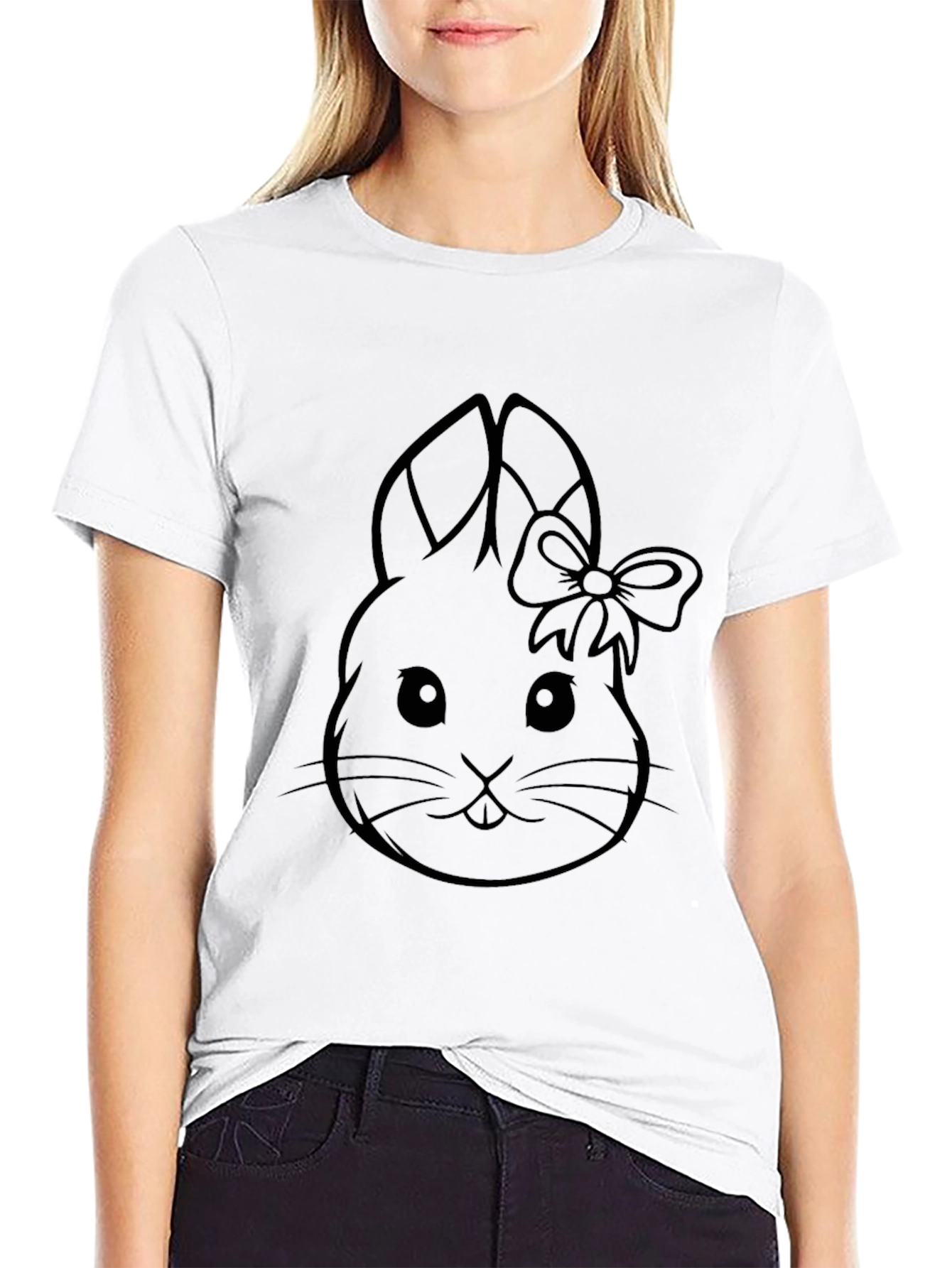 Bunny Bow Graphic Tee - Black