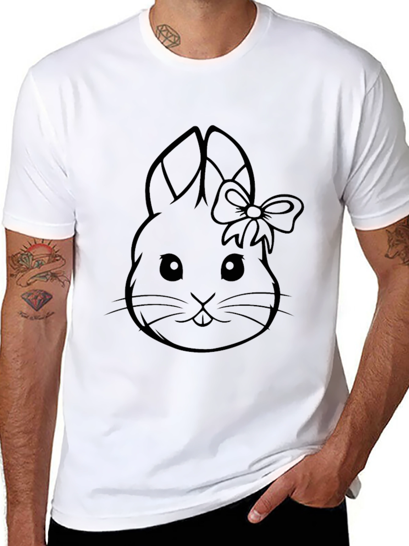 Bunny Bow Graphic Tee - Black