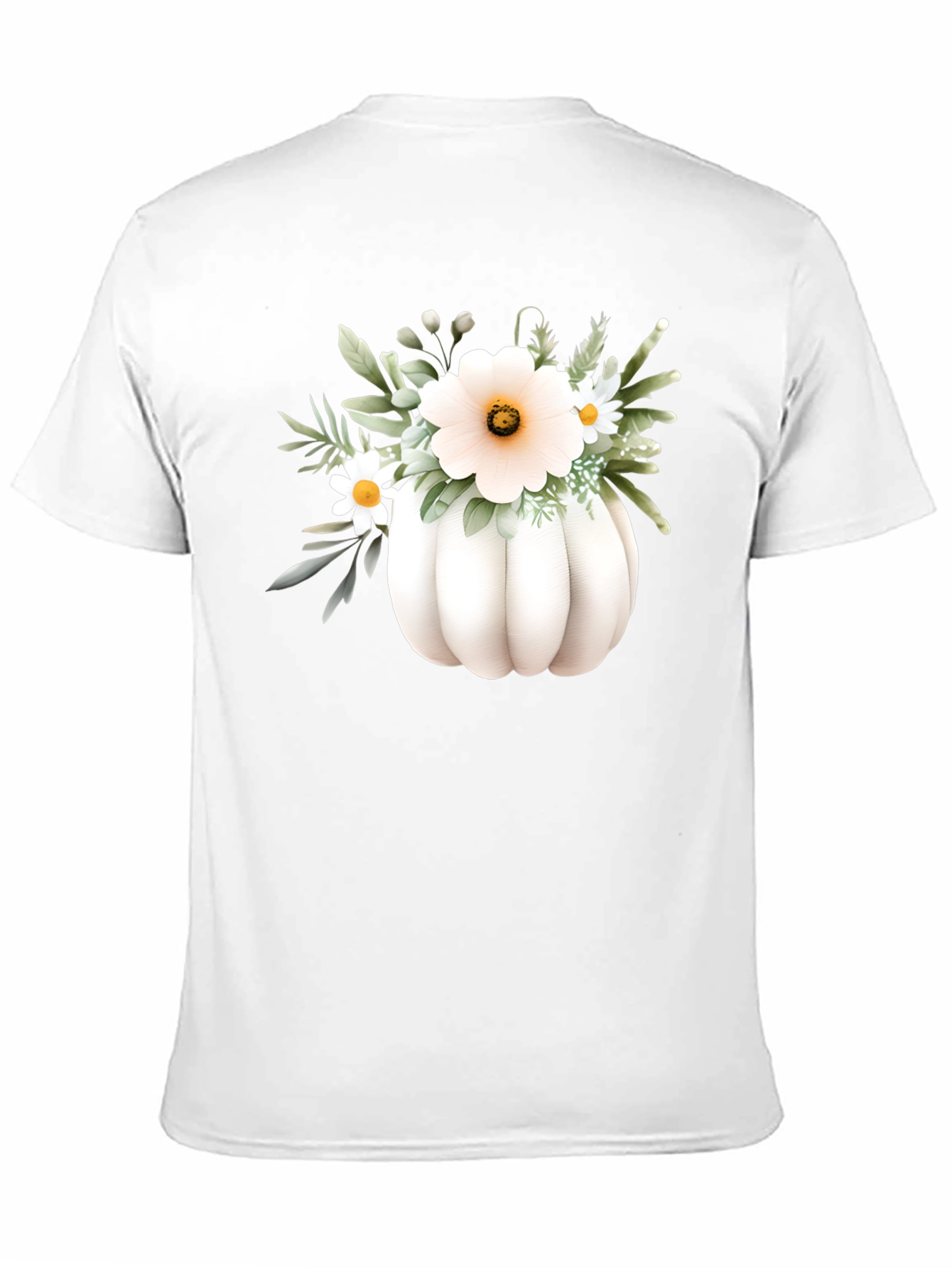 Floral Pumpkin Graphic Tee - Black Cotton Blend