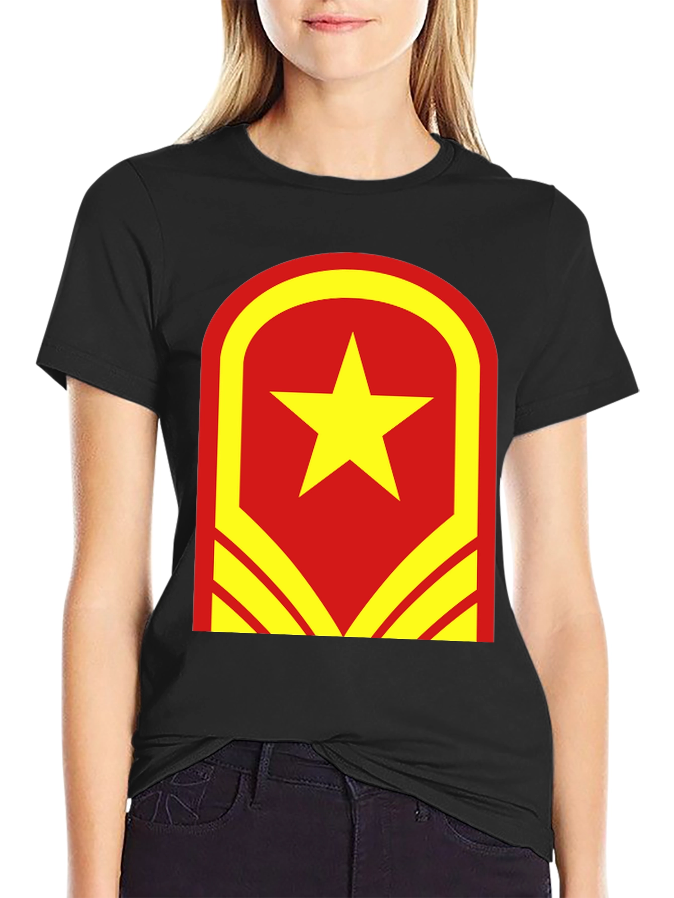 Red & Yellow Star Graphic T-Shirt - Casual Wear