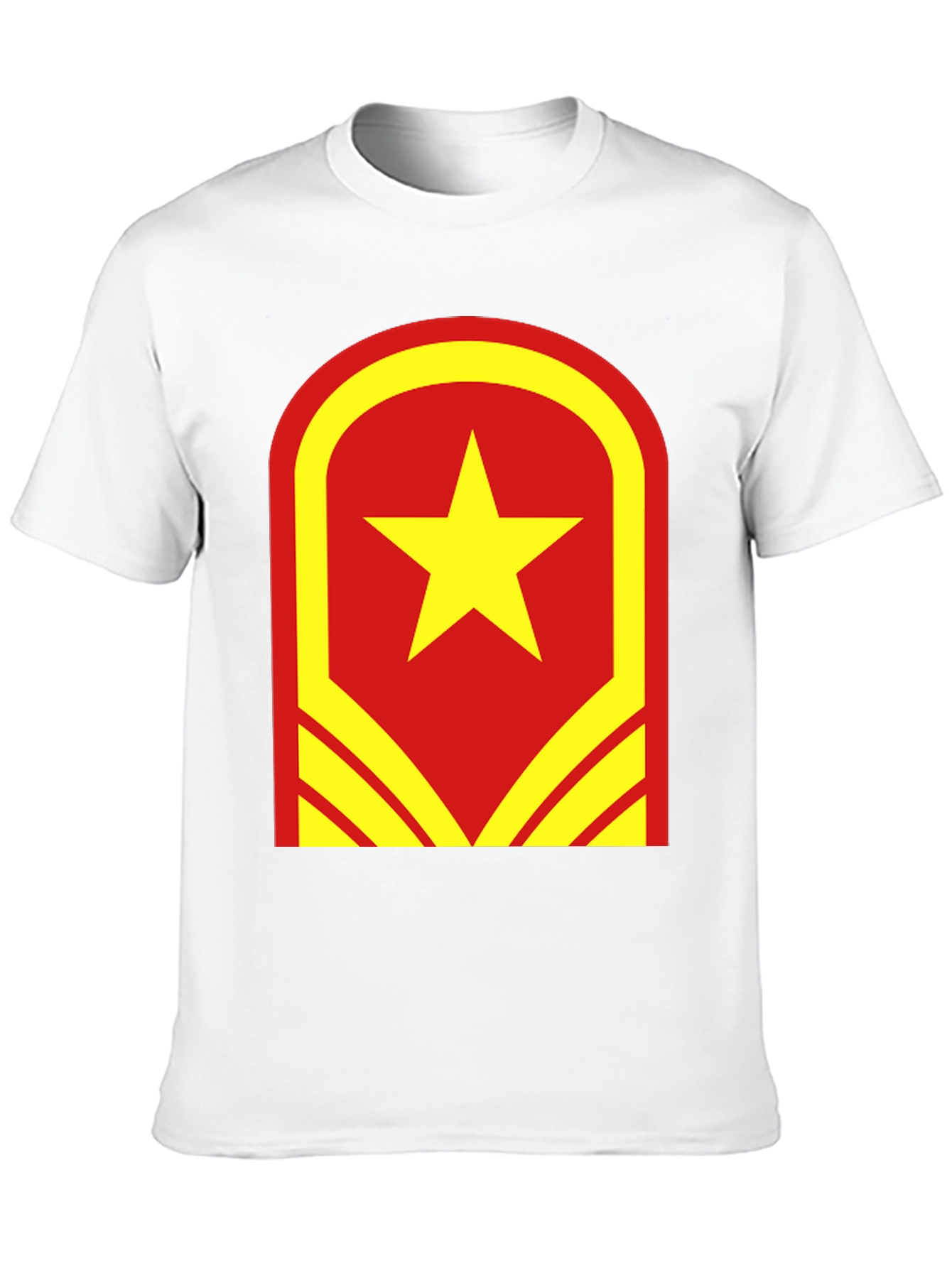 Red & Yellow Star Graphic T-Shirt - Casual Wear