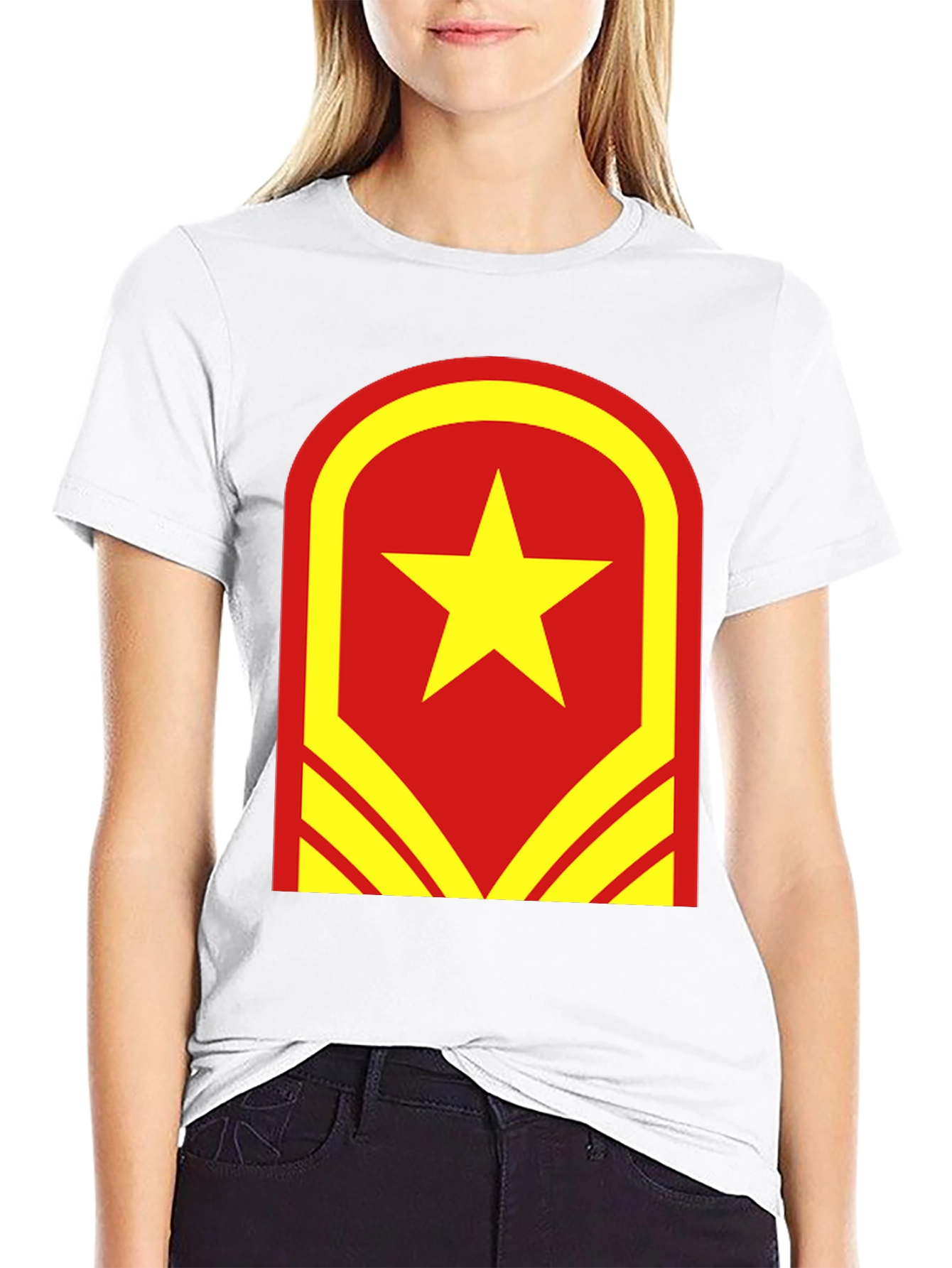 Red & Yellow Star Graphic T-Shirt - Casual Wear