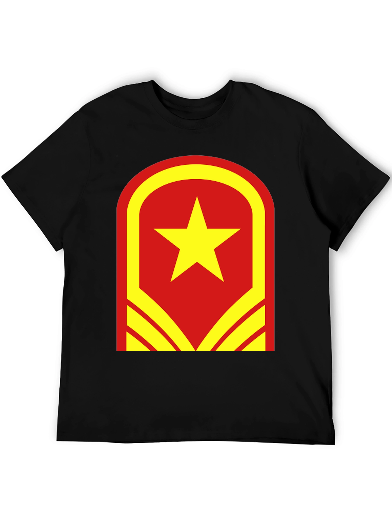 Red & Yellow Star Graphic T-Shirt - Casual Wear