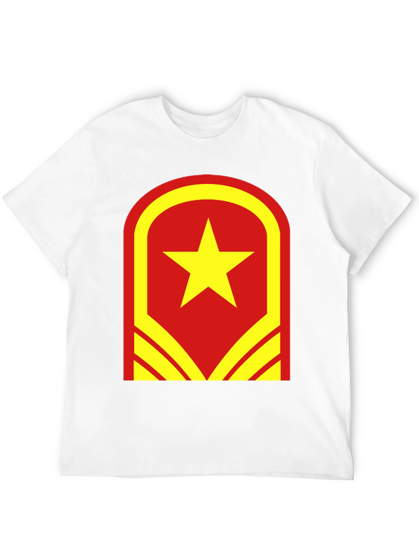 Red & Yellow Star Graphic T-Shirt - Casual Wear