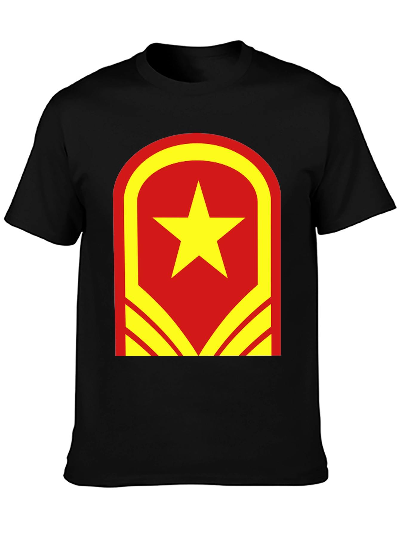 Red & Yellow Star Graphic T-Shirt - Casual Wear
