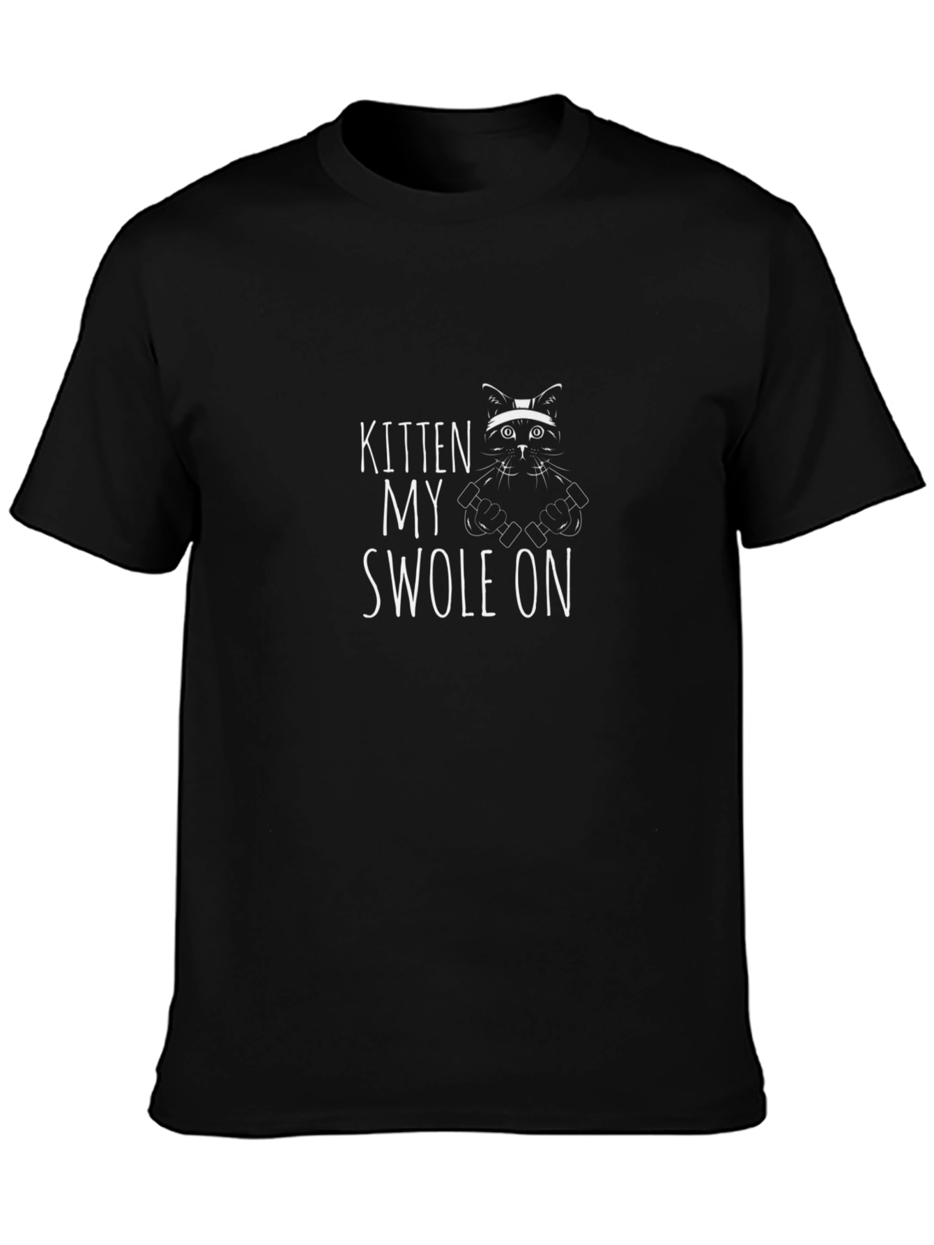 Kitten My Swole On Black Graphic Tee