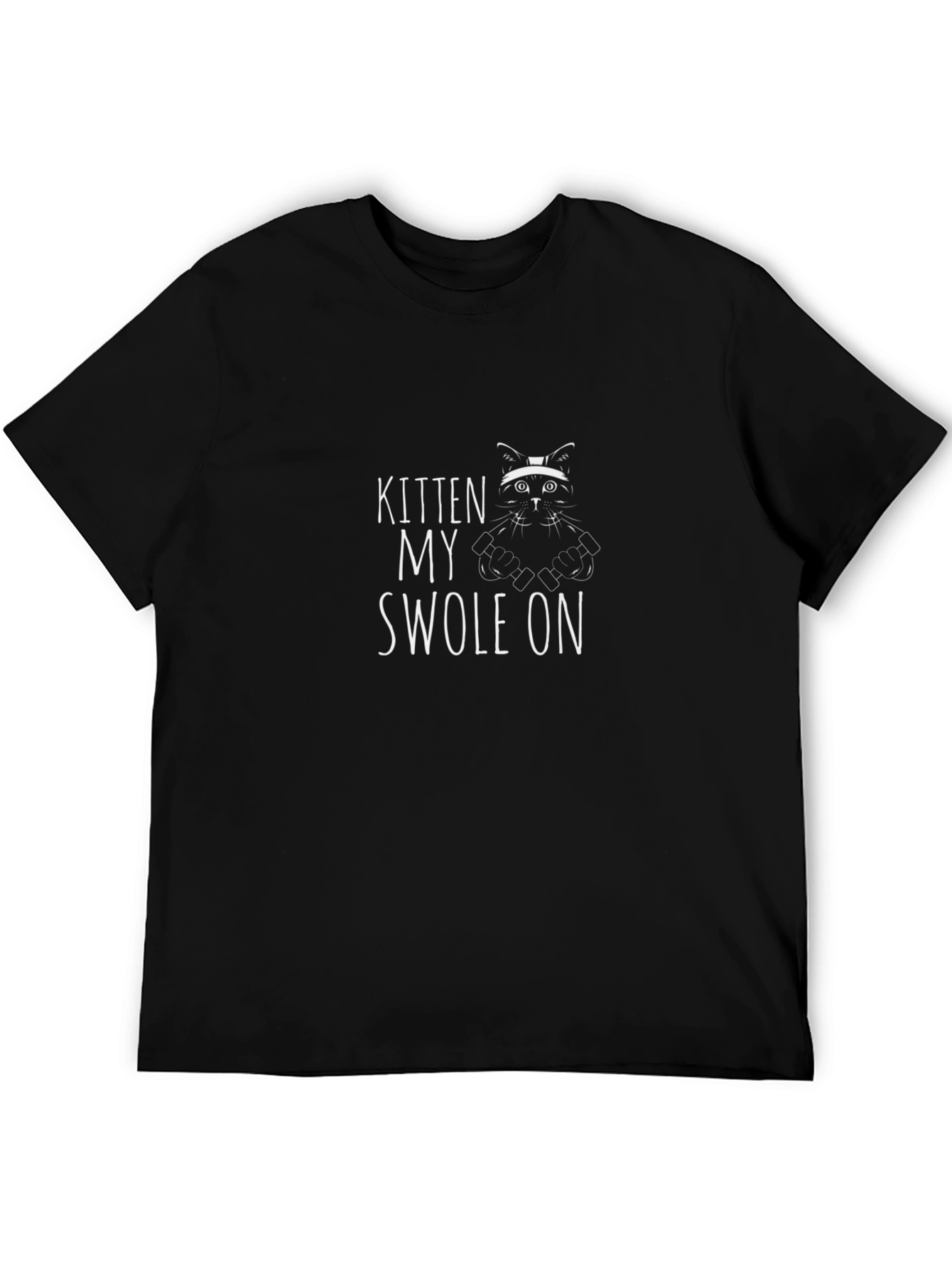 Kitten My Swole On Black Graphic Tee