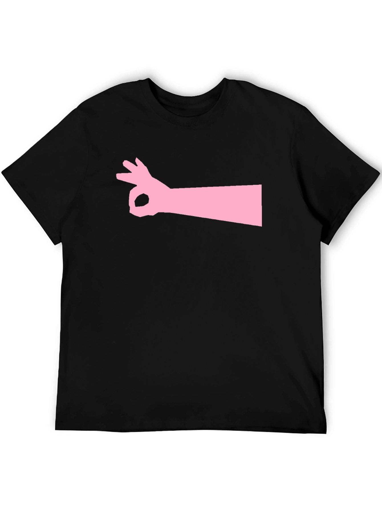Graphic Tee: Pink Circle Game Hand Black T-Shirt
