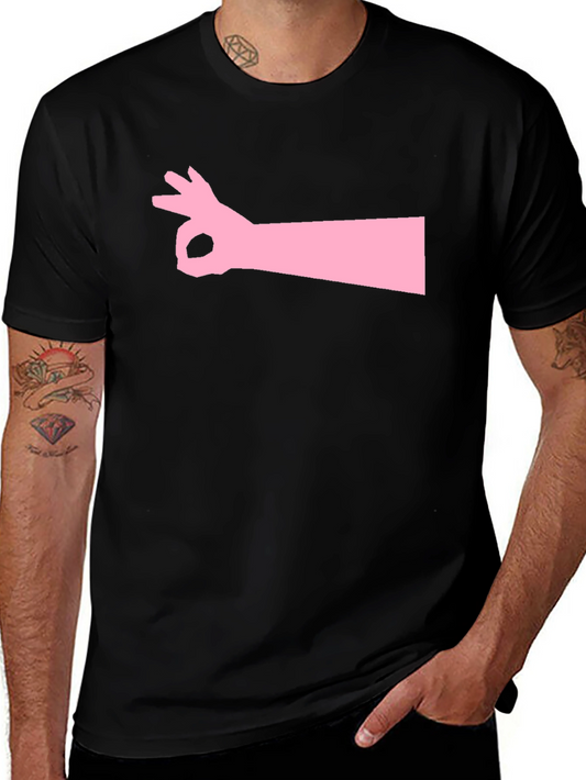 Graphic Tee: Pink Circle Game Hand Black T-Shirt