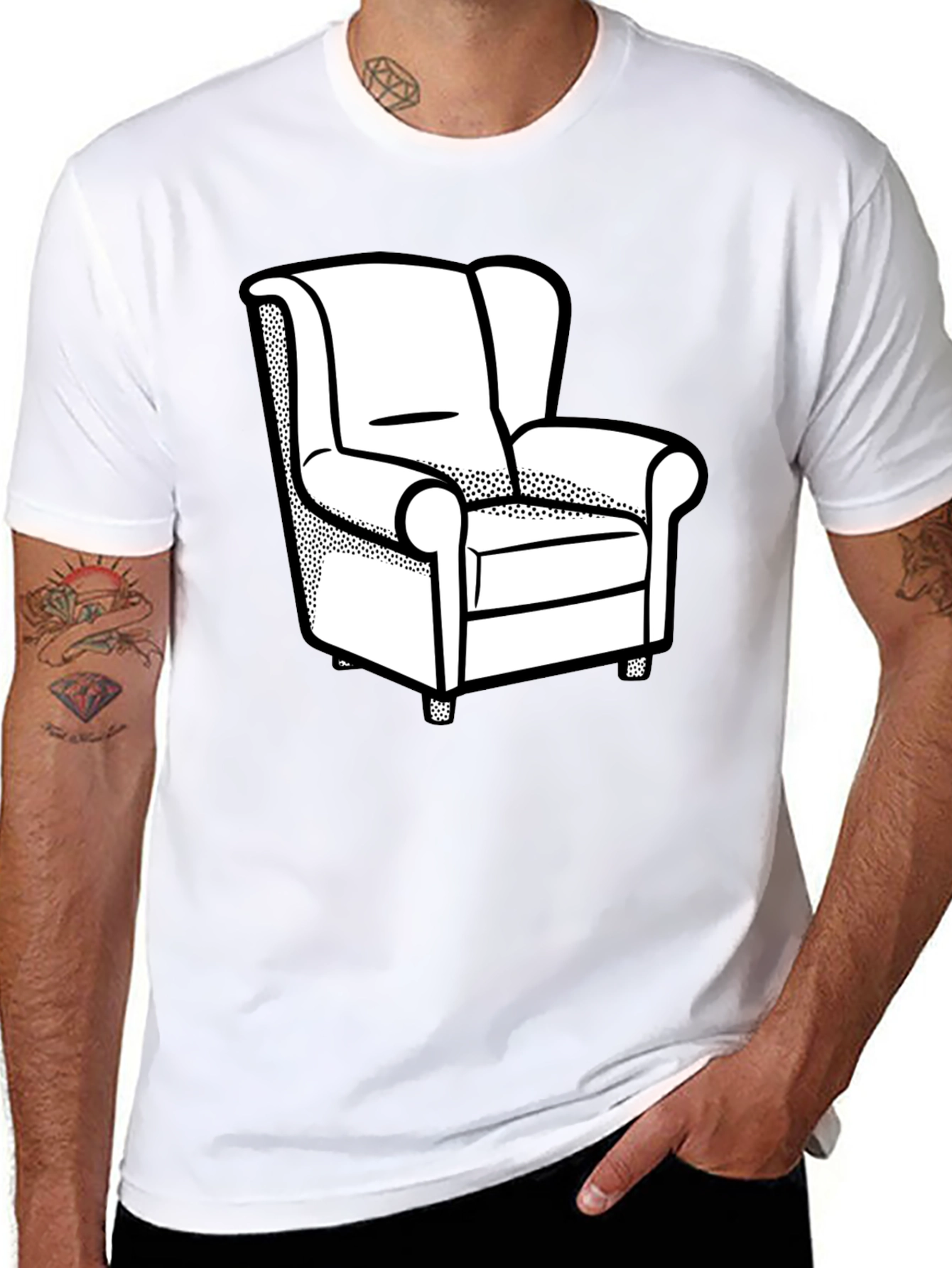 Novelty Armchair Graphic Print Black T-Shirt