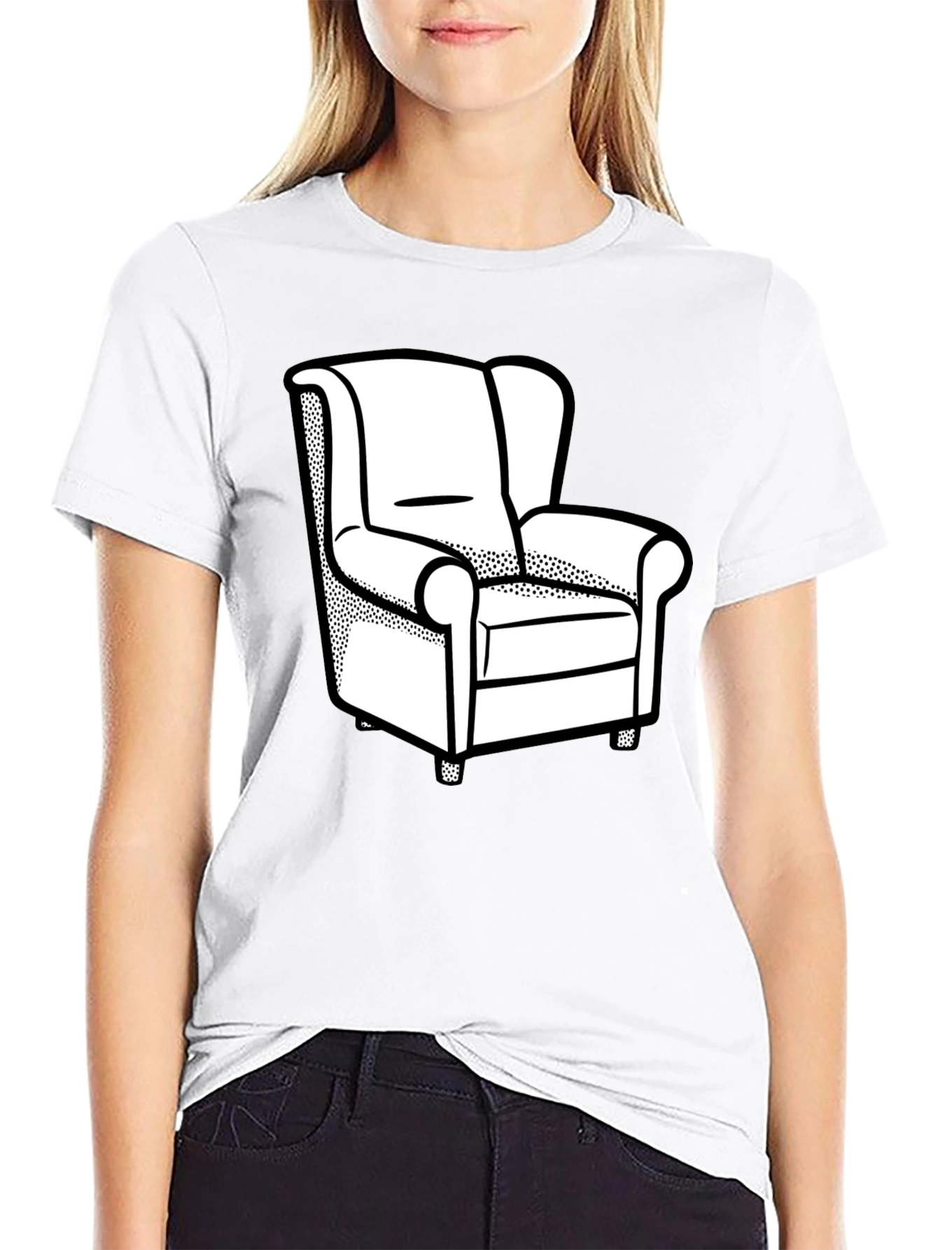 Novelty Armchair Graphic Print Black T-Shirt