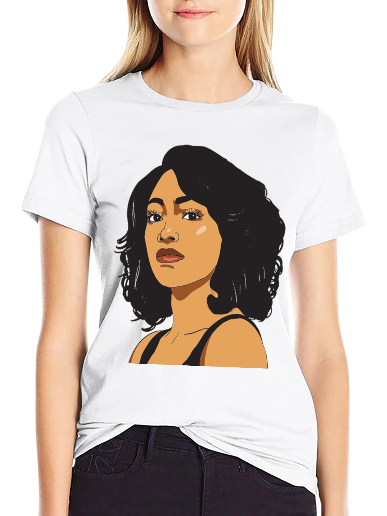 Cartoon Portrait Black T-Shirt