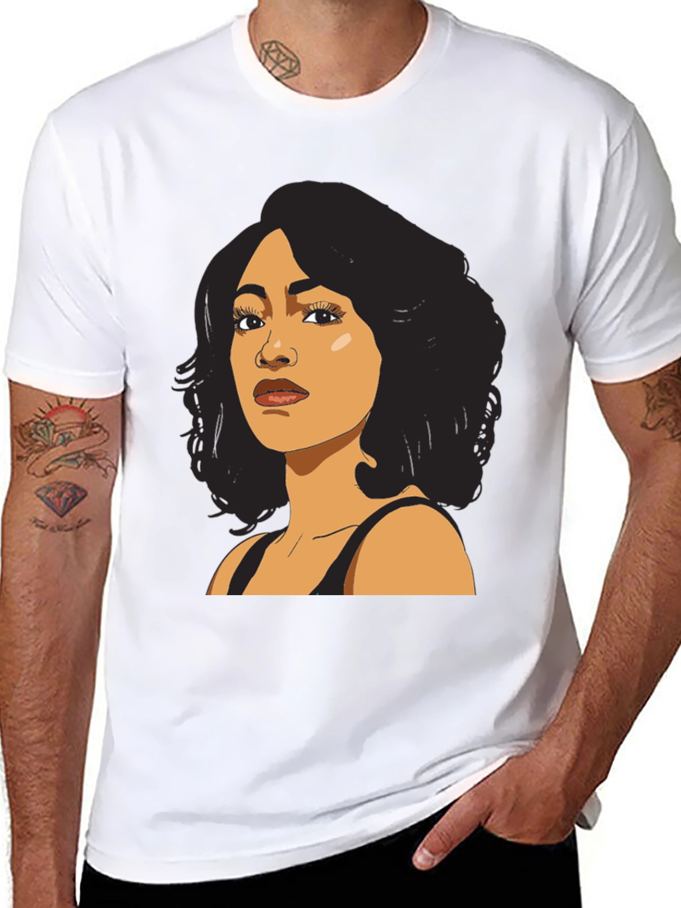 Cartoon Portrait Black T-Shirt