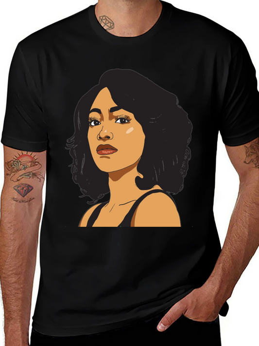 Cartoon Portrait Black T-Shirt
